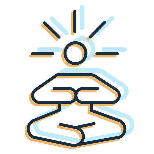 Icon of a man sitting in lotus position with higher awareness.